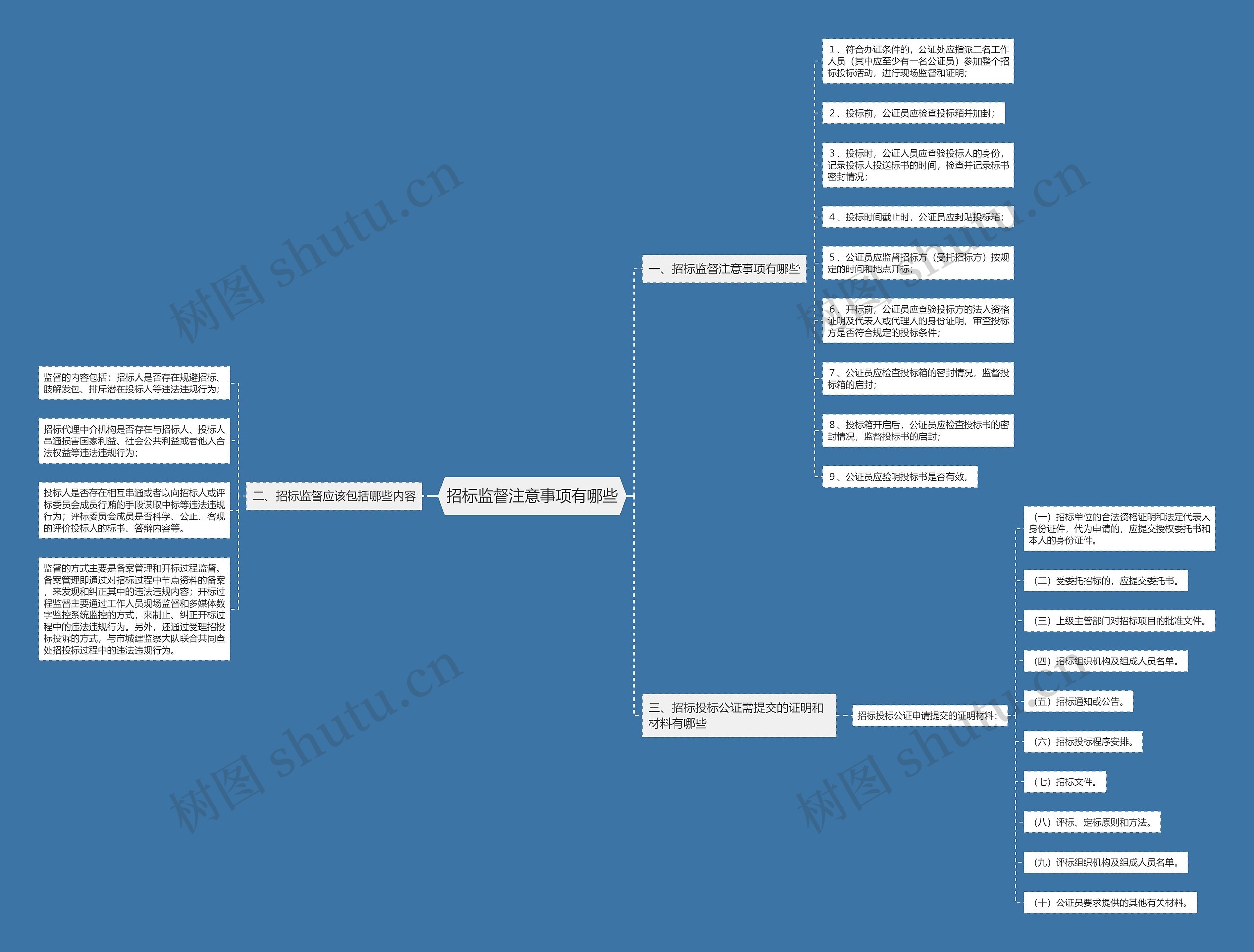 招标监督注意事项有哪些思维导图