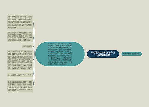 只租不卖以租养贷 小户型投资现房较划算