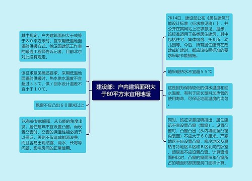 建设部：户内建筑面积大于80平方米宜用地暖