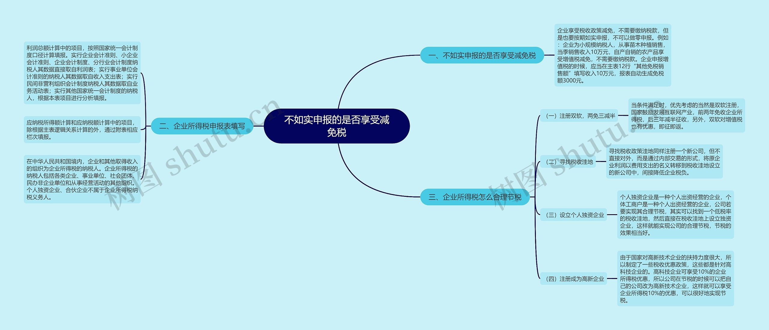 不如实申报的是否享受减免税思维导图