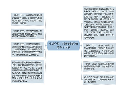 小编介绍：判断商铺价值的五个因素