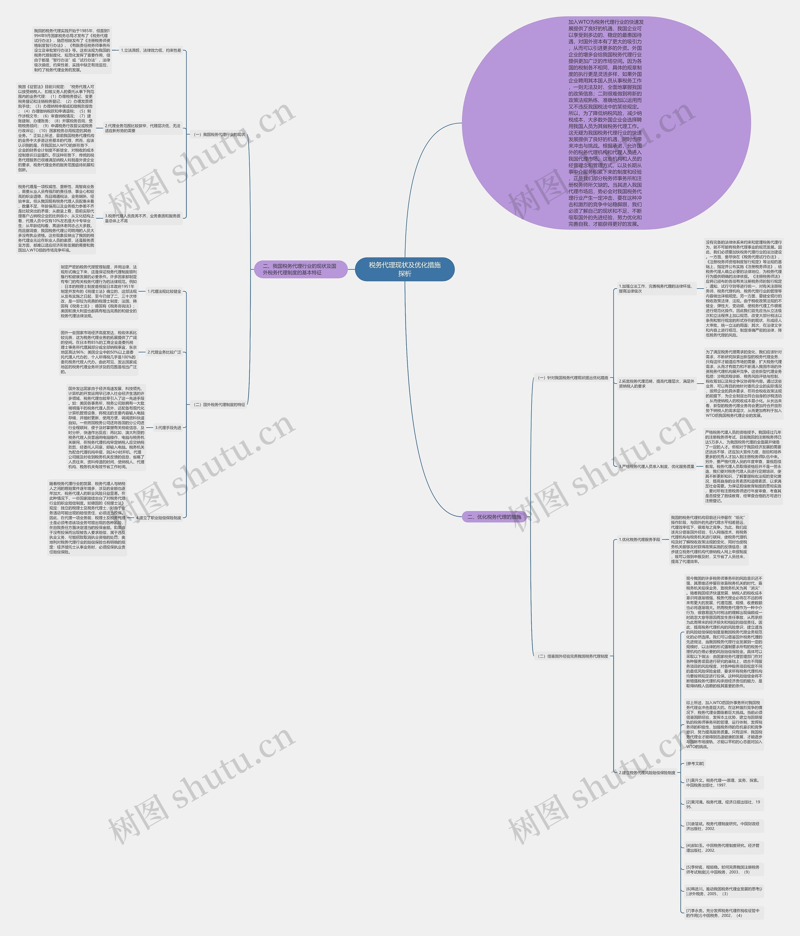 税务代理现状及优化措施探析思维导图