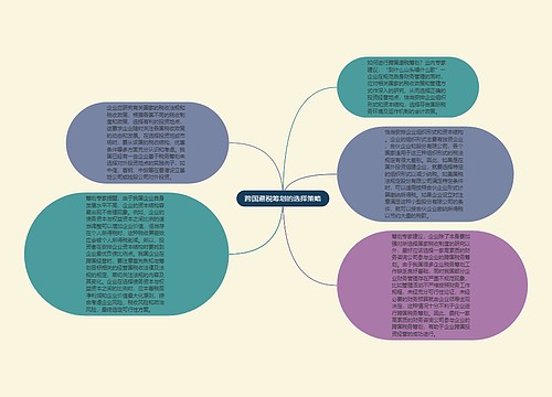 跨国避税筹划的选择策略