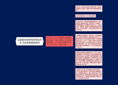 以首套房贷款利息可省20万 为买房假离婚值吗