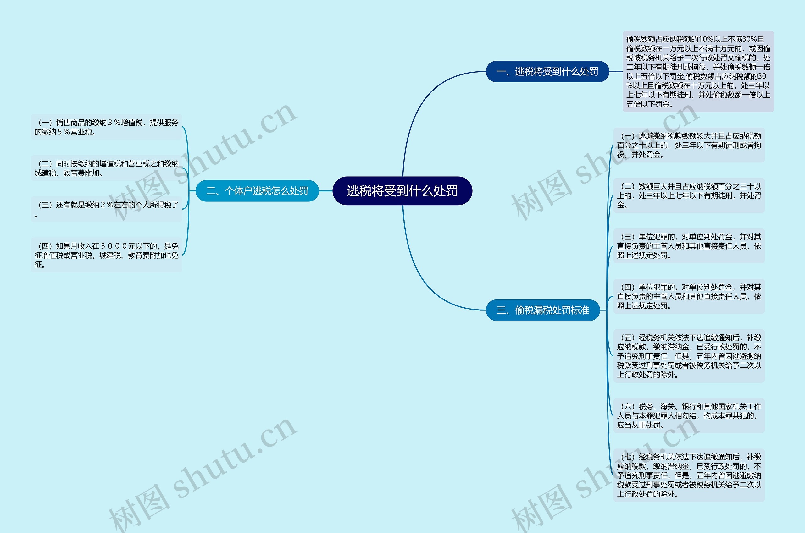 逃税将受到什么处罚思维导图