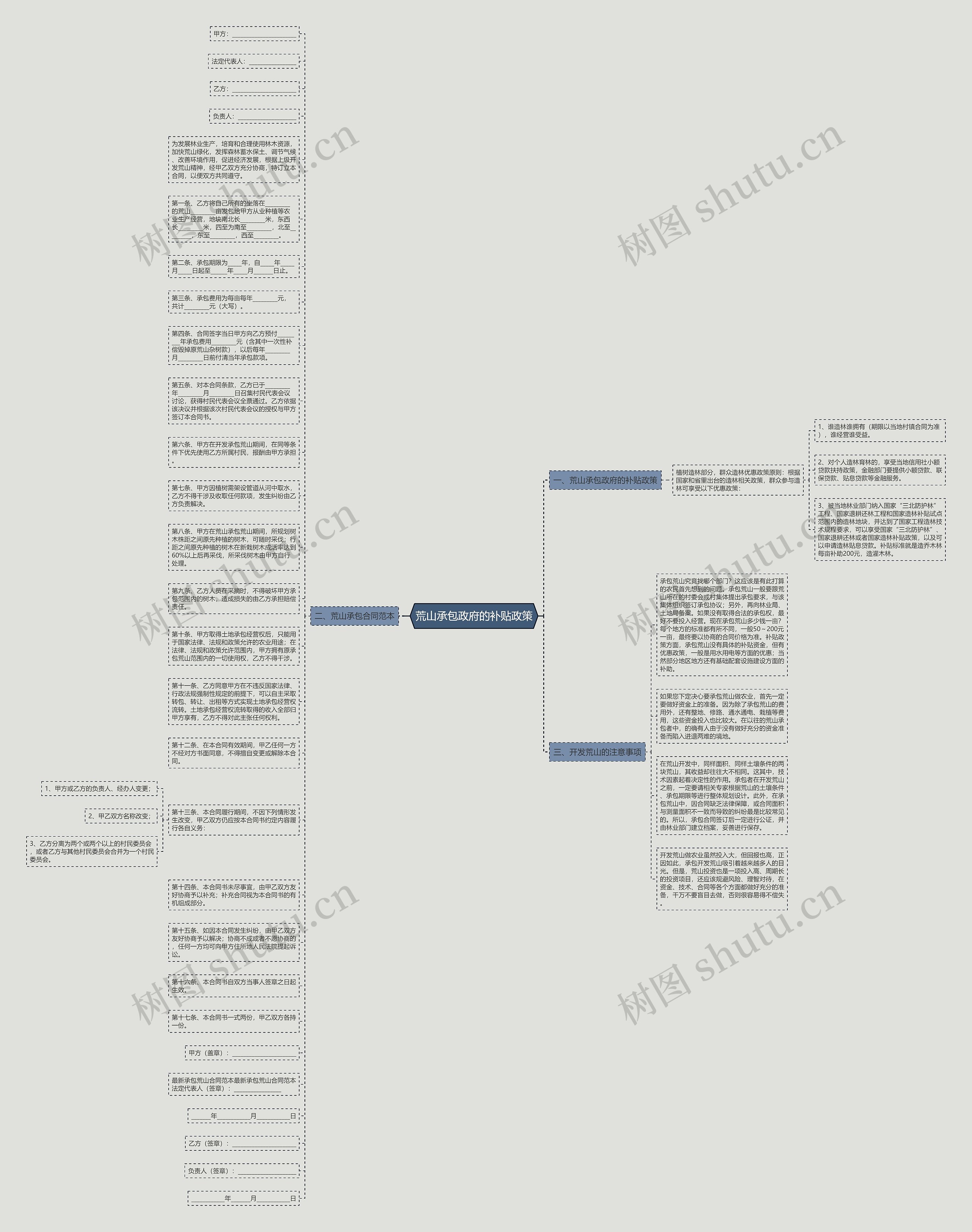 荒山承包政府的补贴政策思维导图
