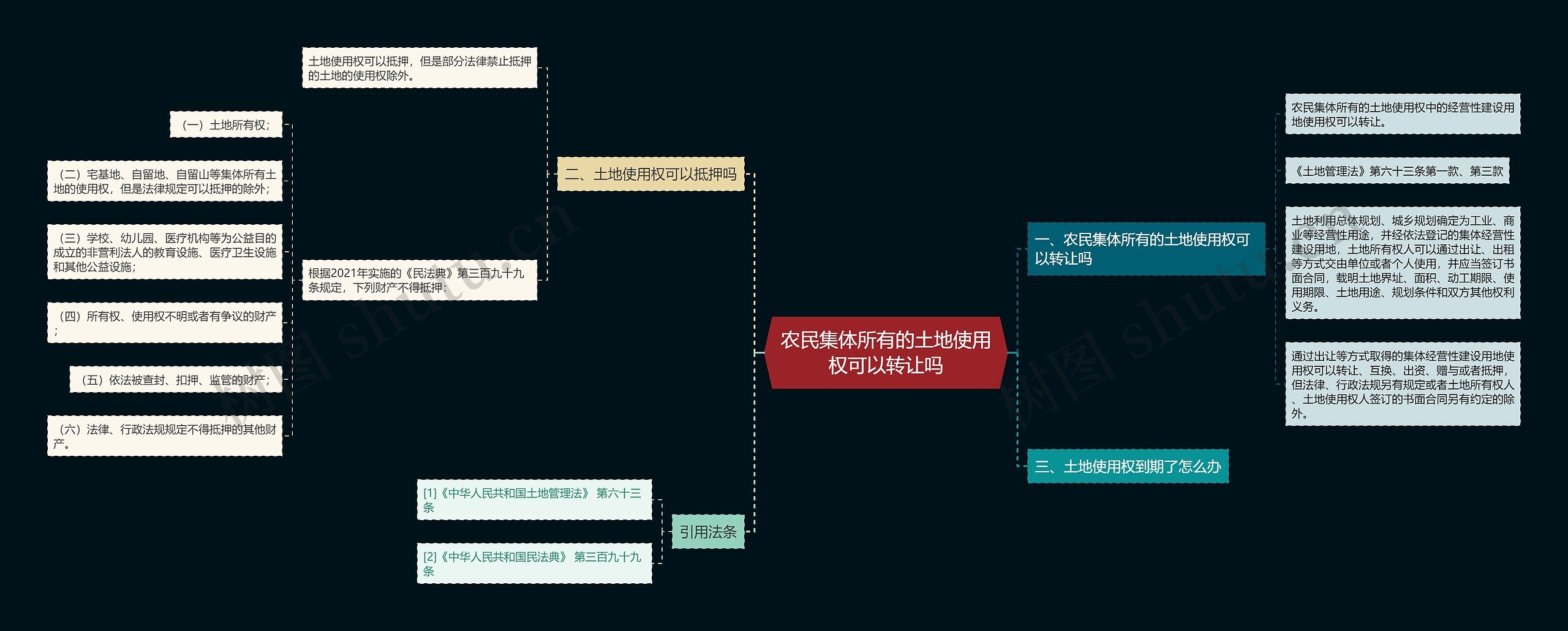 农民集体所有的土地使用权可以转让吗思维导图