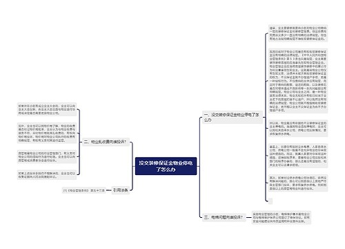 没交装修保证金物业停电了怎么办