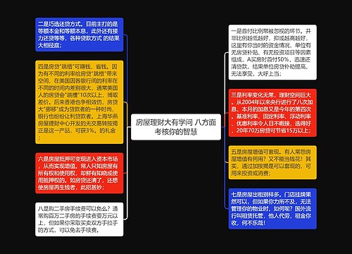 房屋理财大有学问 八方面考核你的智慧