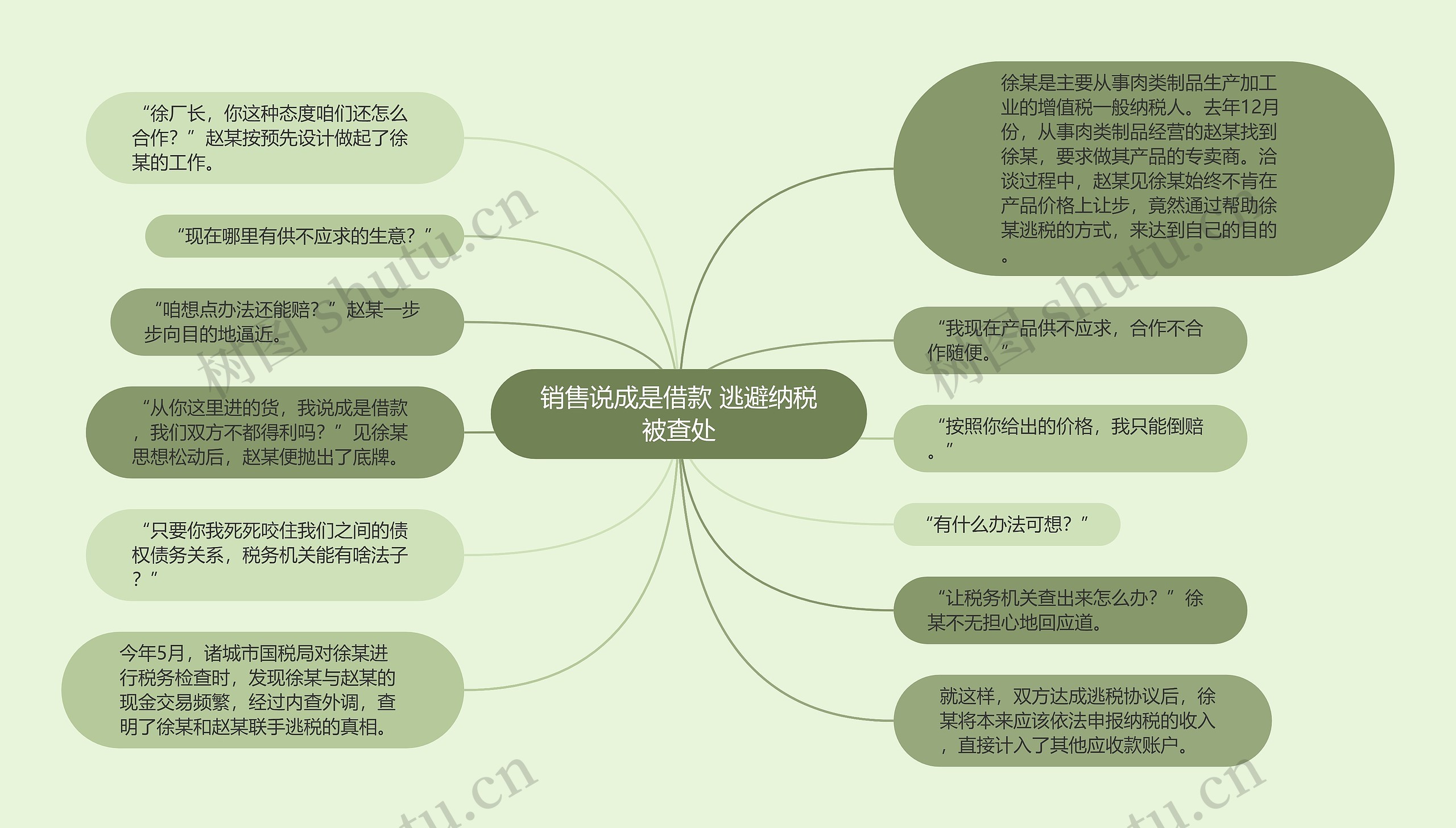 销售说成是借款 逃避纳税被查处思维导图