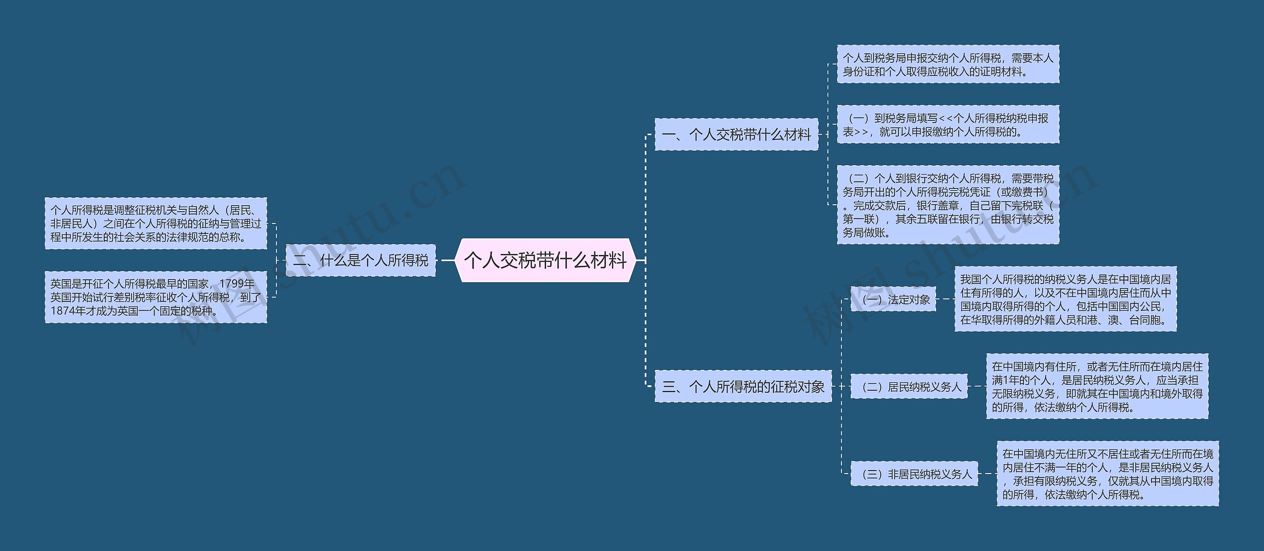 个人交税带什么材料思维导图