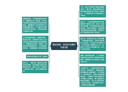 置业指南：投资住宅最好不超3套