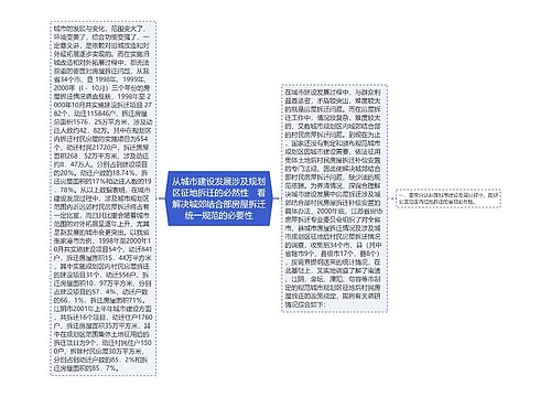 从城市建设发展涉及规划区征地拆迁的必然性　看解决城郊结合部房屋拆迁统一规范的必要性