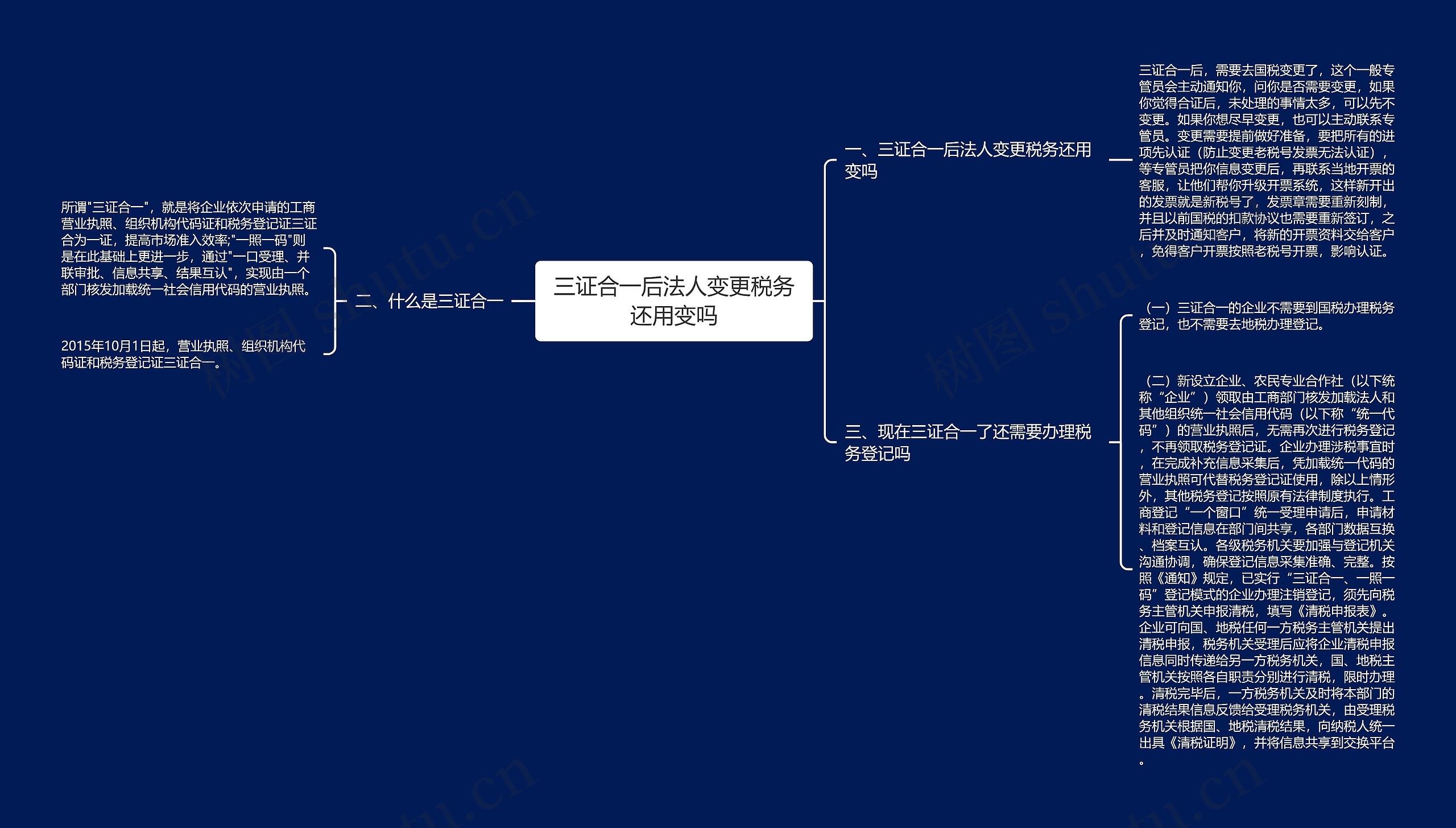 三证合一后法人变更税务还用变吗