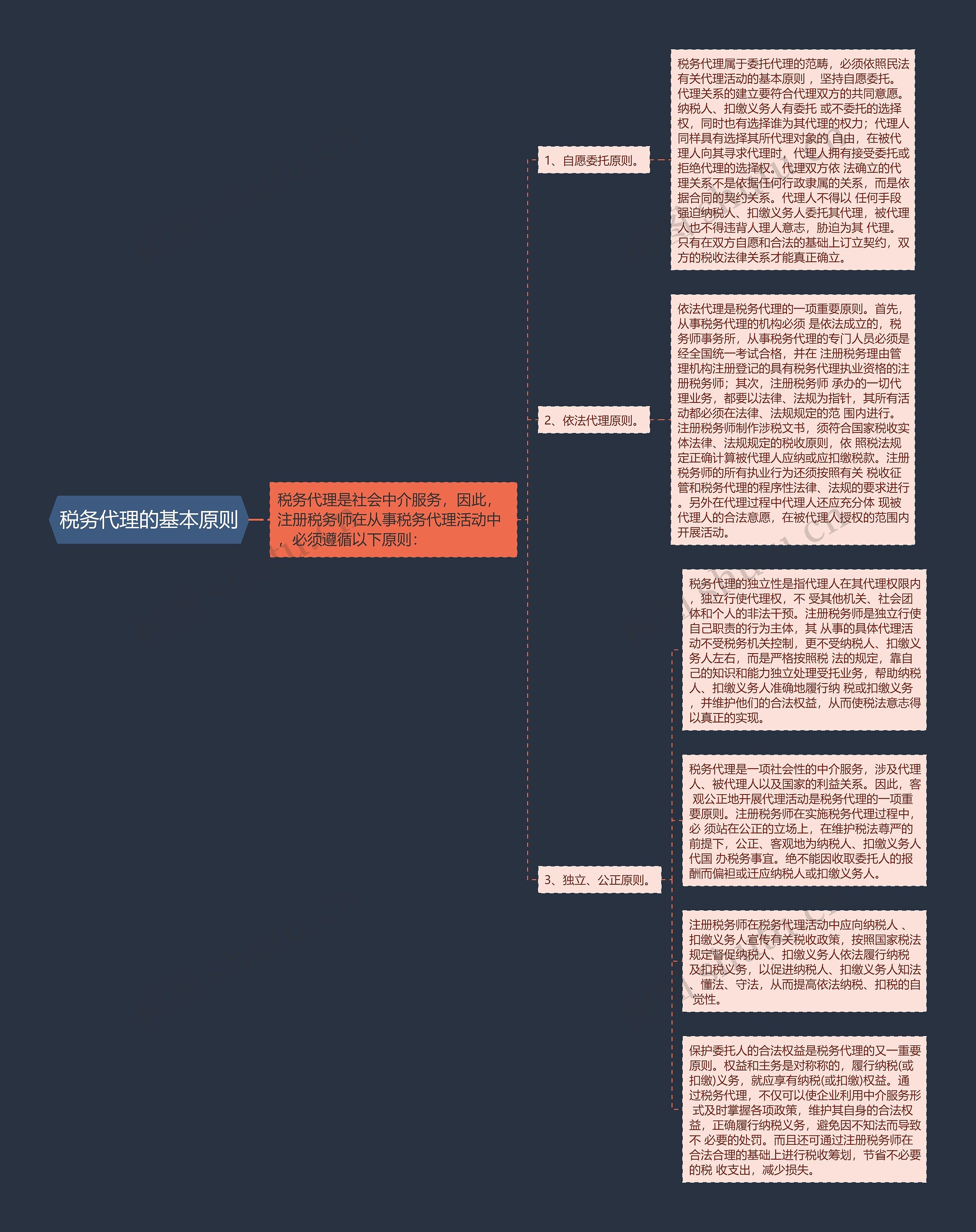 税务代理的基本原则思维导图
