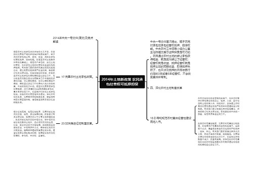 2014年土地新政策 农民承包经营权可抵押担保