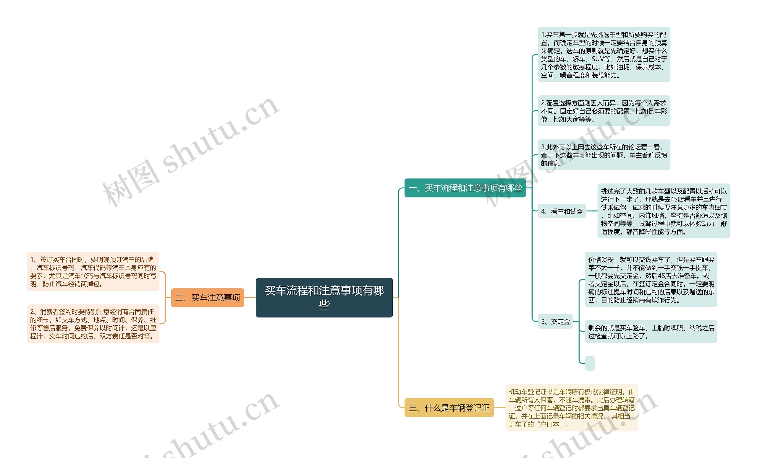 买车流程和注意事项有哪些思维导图