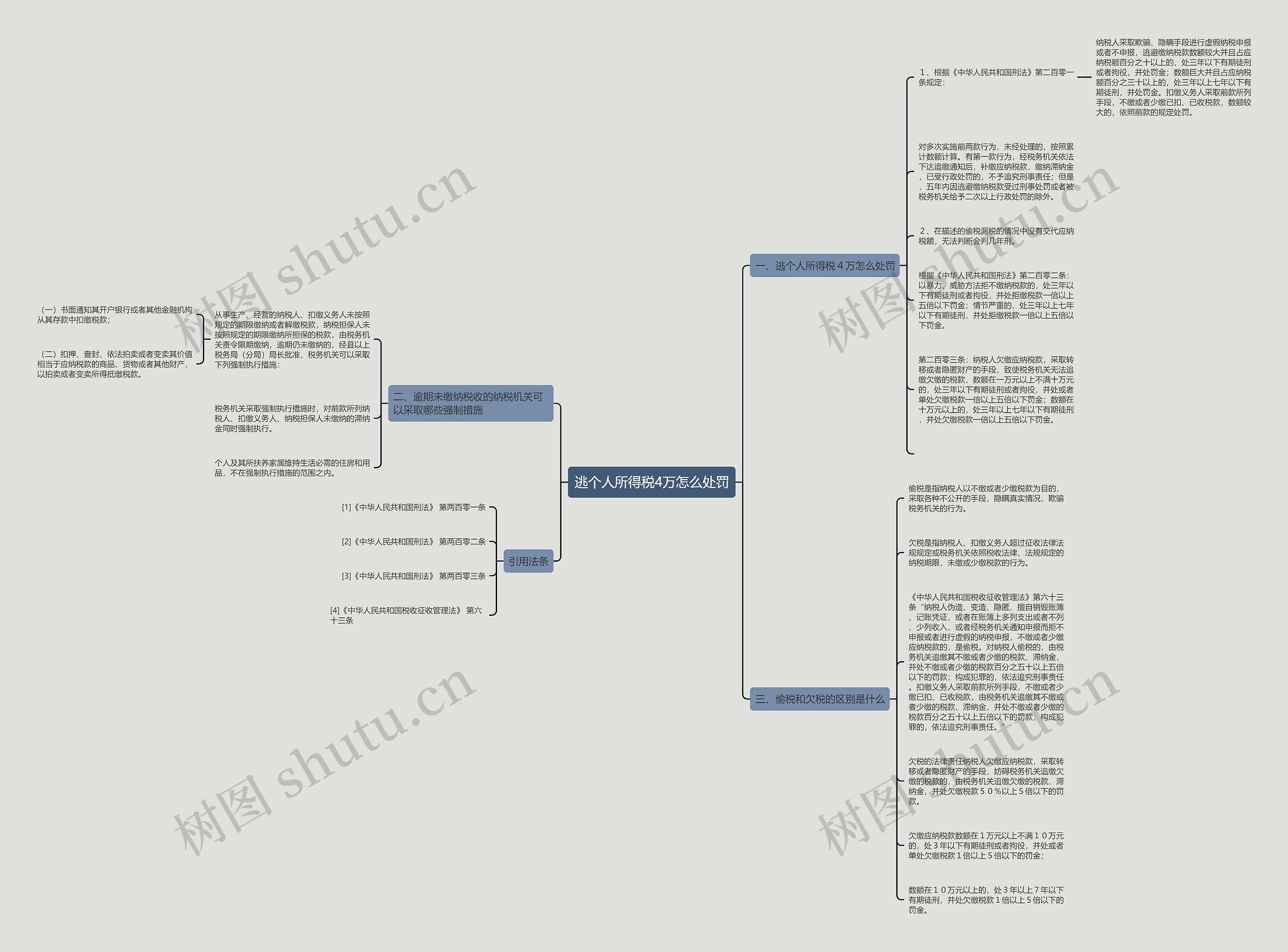 逃个人所得税4万怎么处罚思维导图
