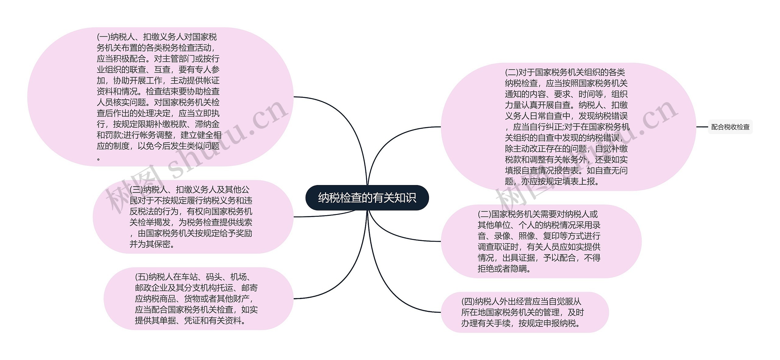 纳税检查的有关知识思维导图