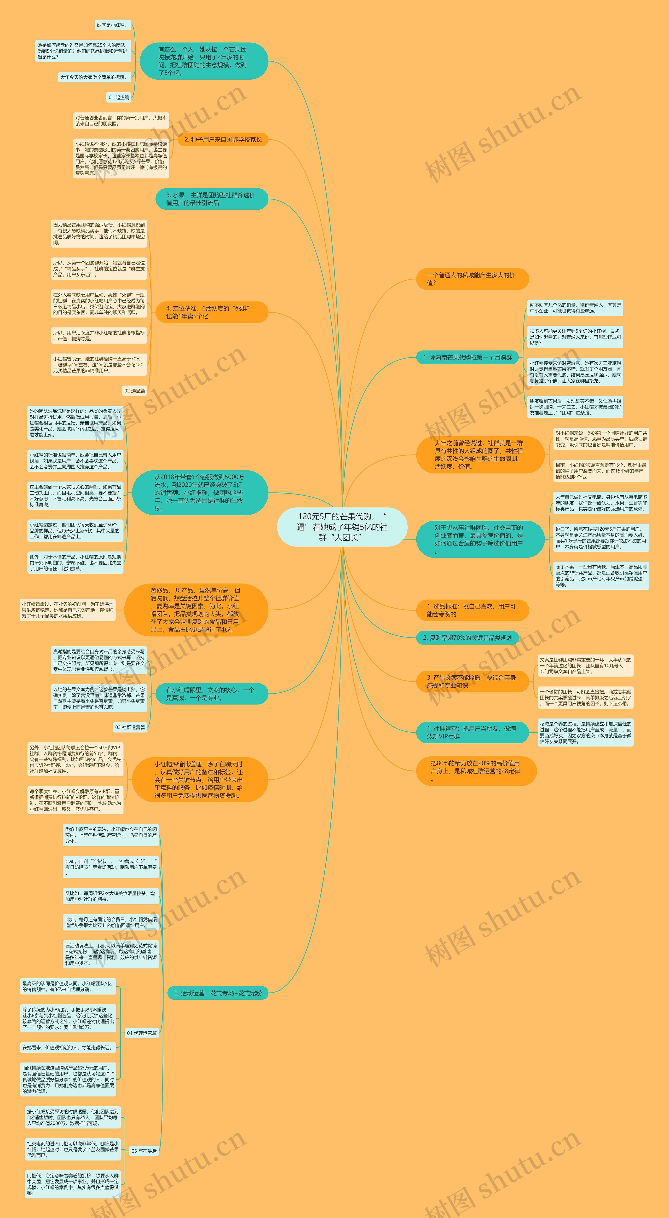 120元5斤的芒果代购，“逼”着她成了年销5亿的社群“大团长”思维导图