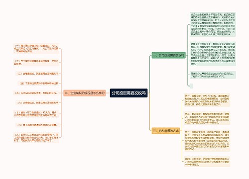 公司投资需要交税吗