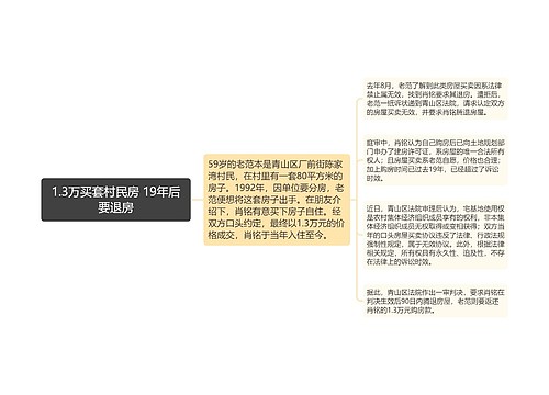 1.3万买套村民房 19年后要退房