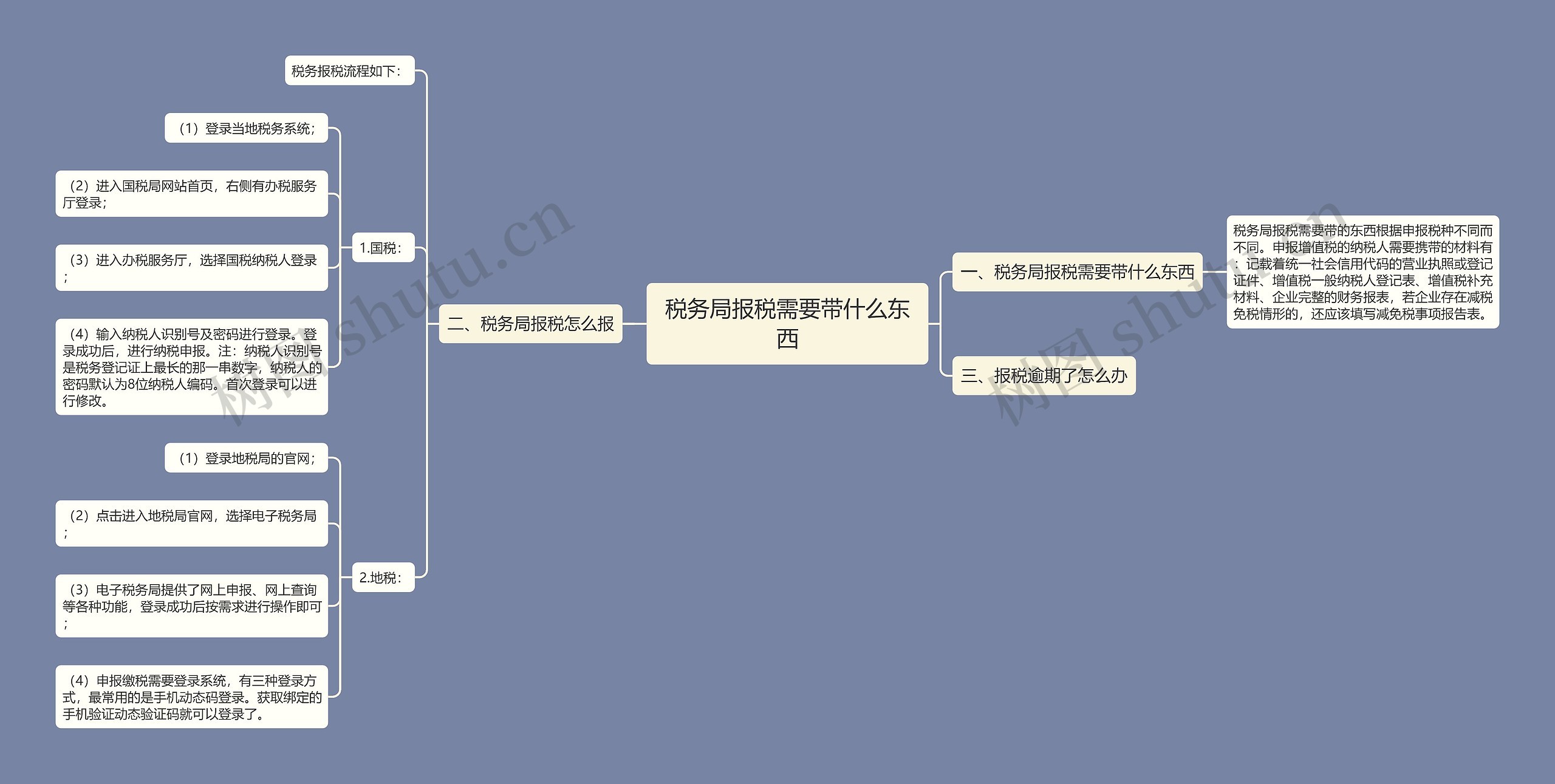 税务局报税需要带什么东西思维导图