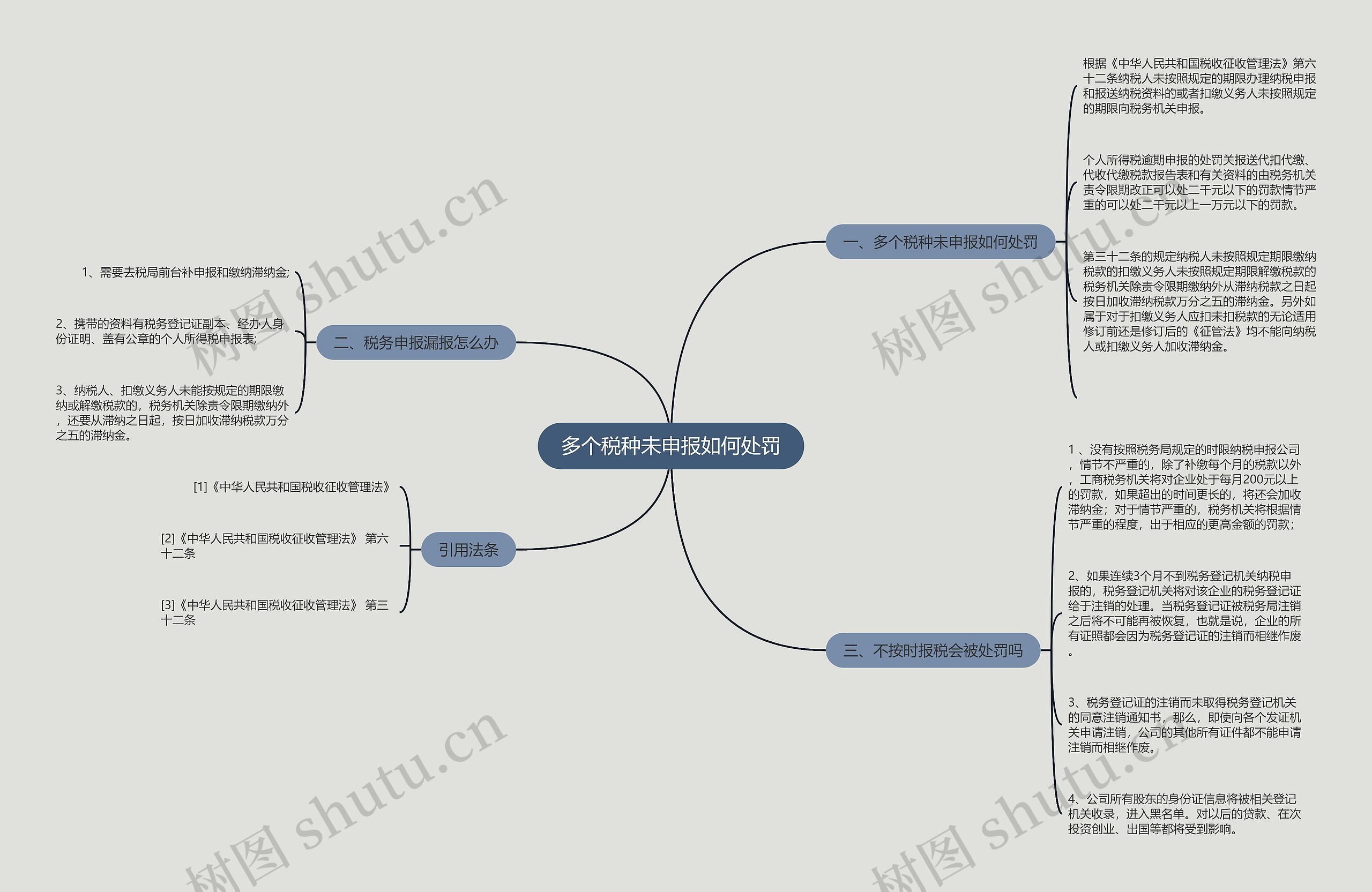 多个税种未申报如何处罚思维导图