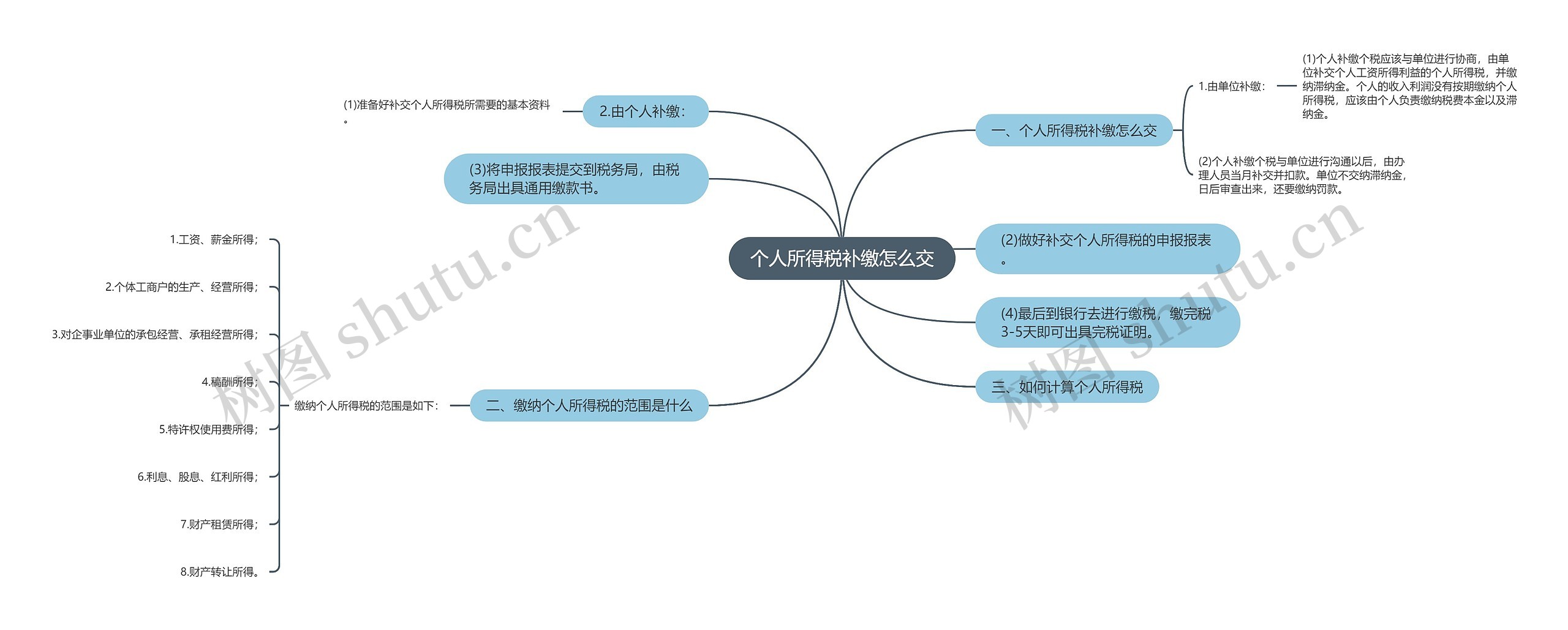 个人所得税补缴怎么交思维导图