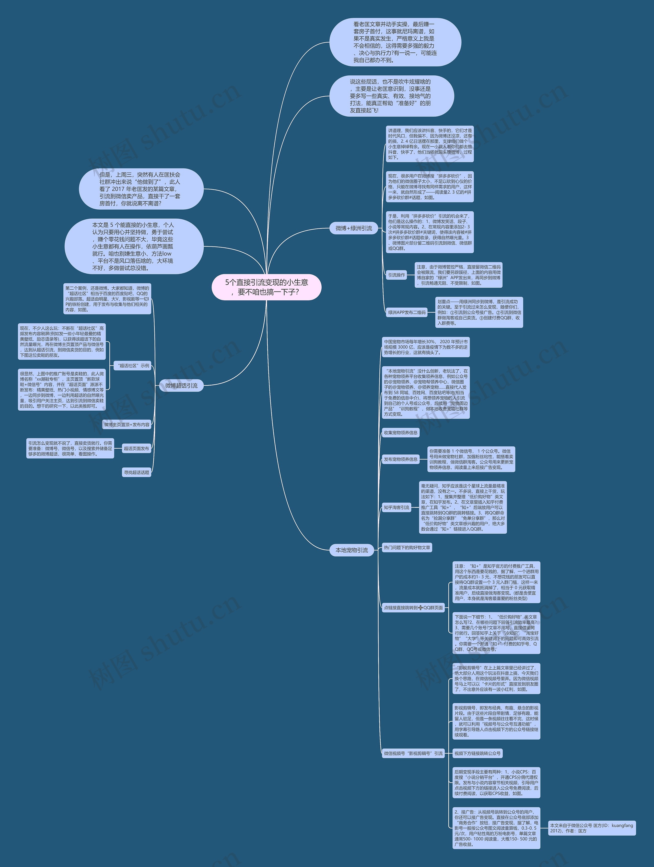 5个直接引流变现的小生意，要不咱也搞一下子？思维导图