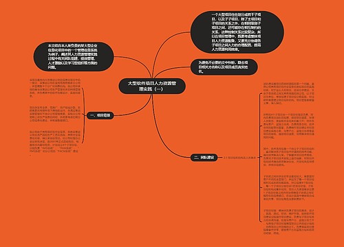 大型软件项目人力资源管理实践（一）