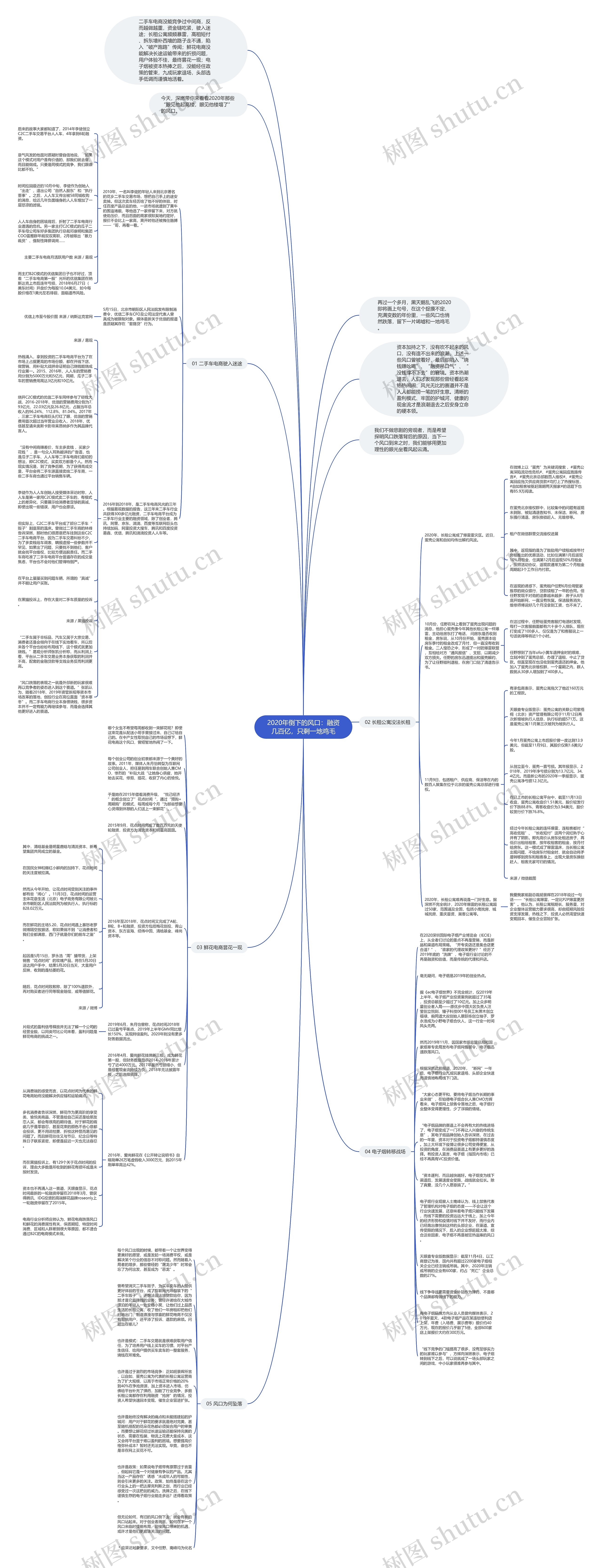 2020年倒下的风口：融资几百亿，只剩一地鸡毛思维导图