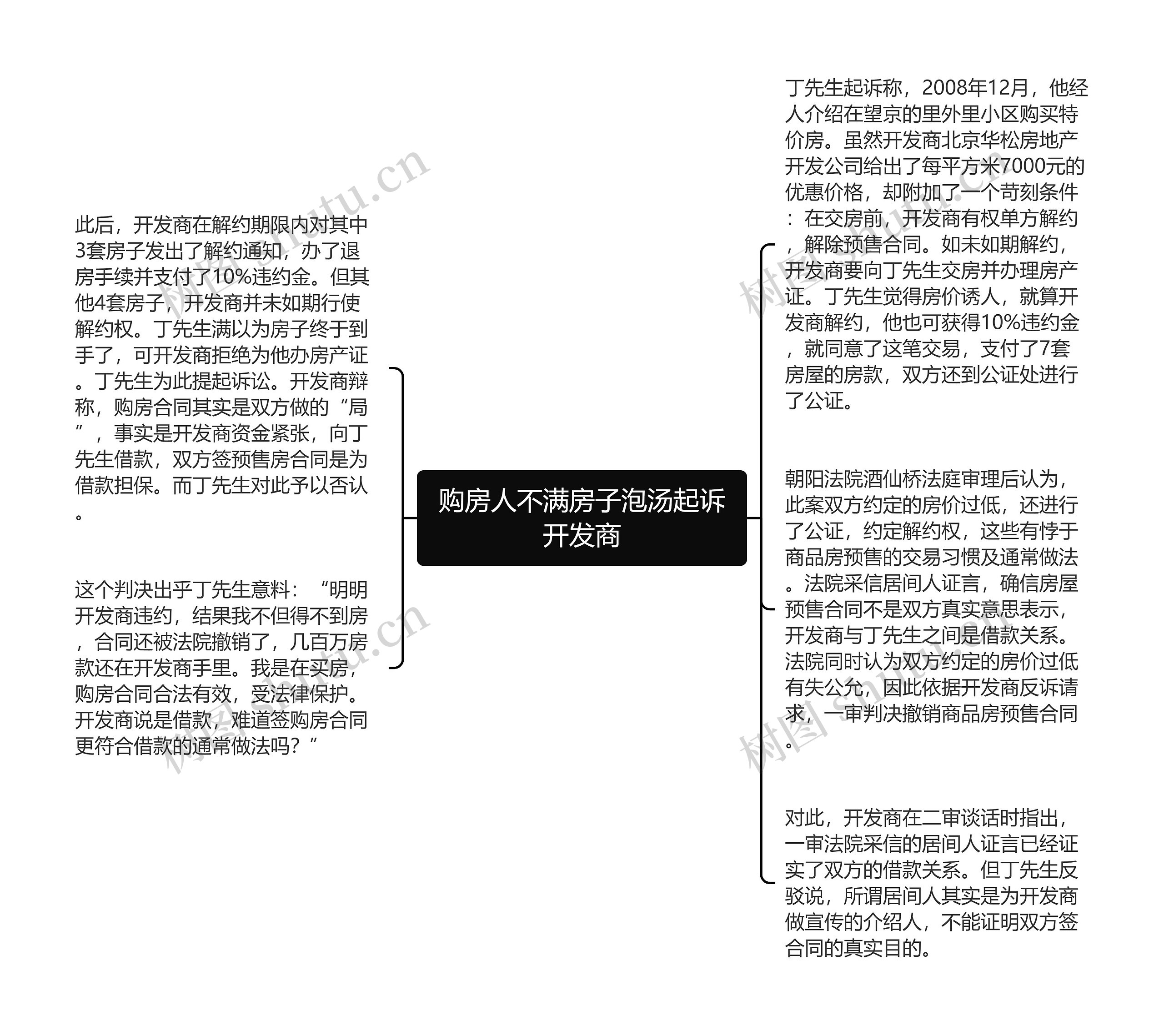 购房人不满房子泡汤起诉开发商思维导图