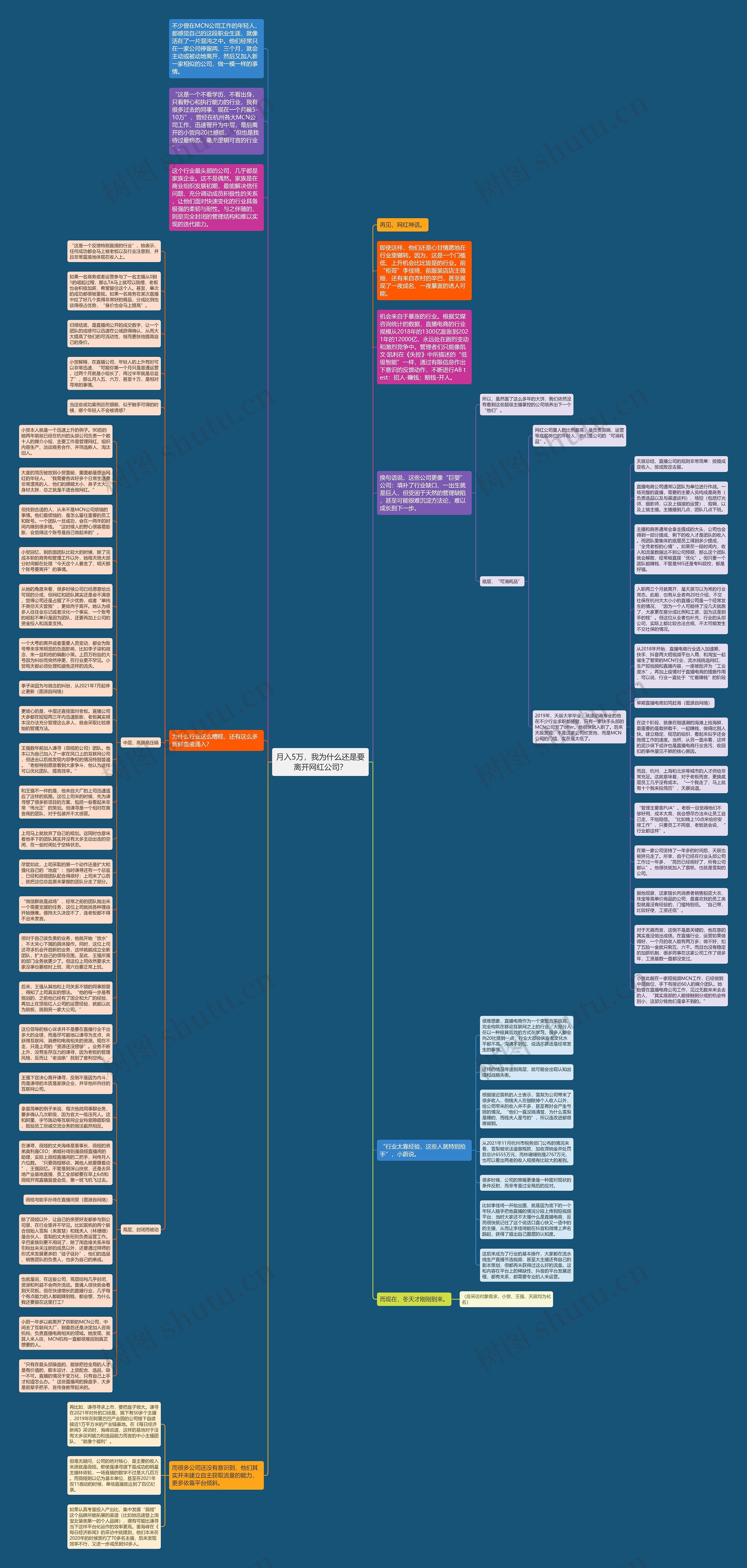 月入5万，我为什么还是要离开网红公司？思维导图