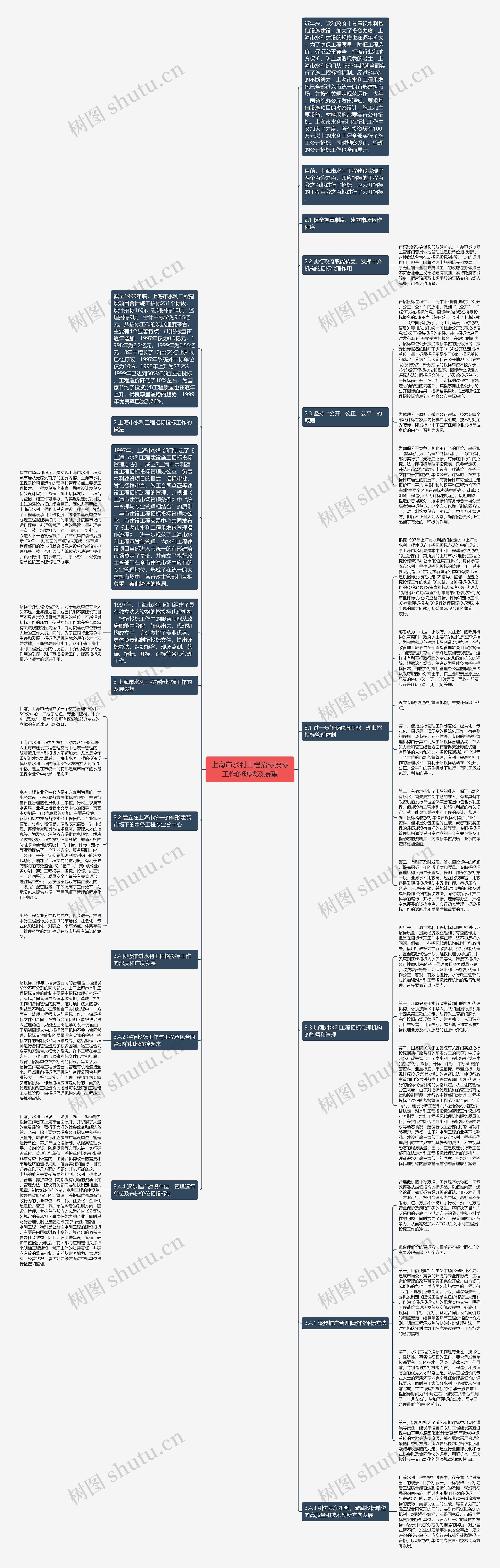 上海市水利工程招标投标工作的现状及展望思维导图