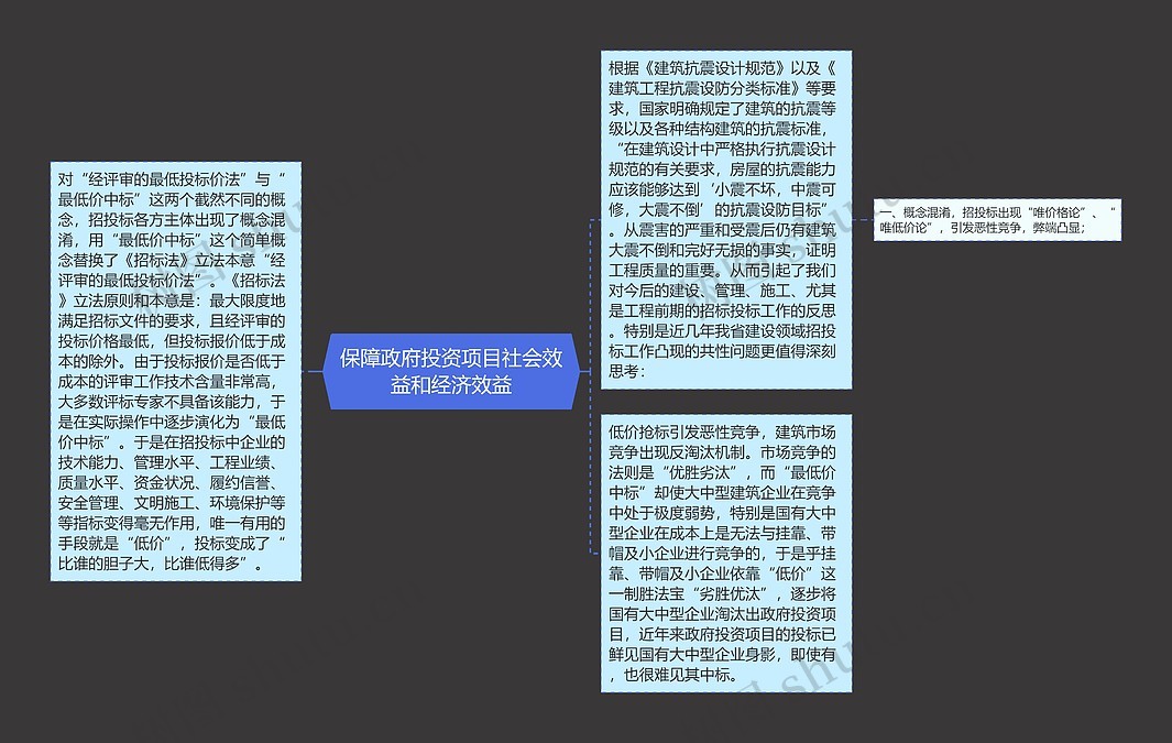 保障政府投资项目社会效益和经济效益思维导图_编号p8144661-TreeMind树图