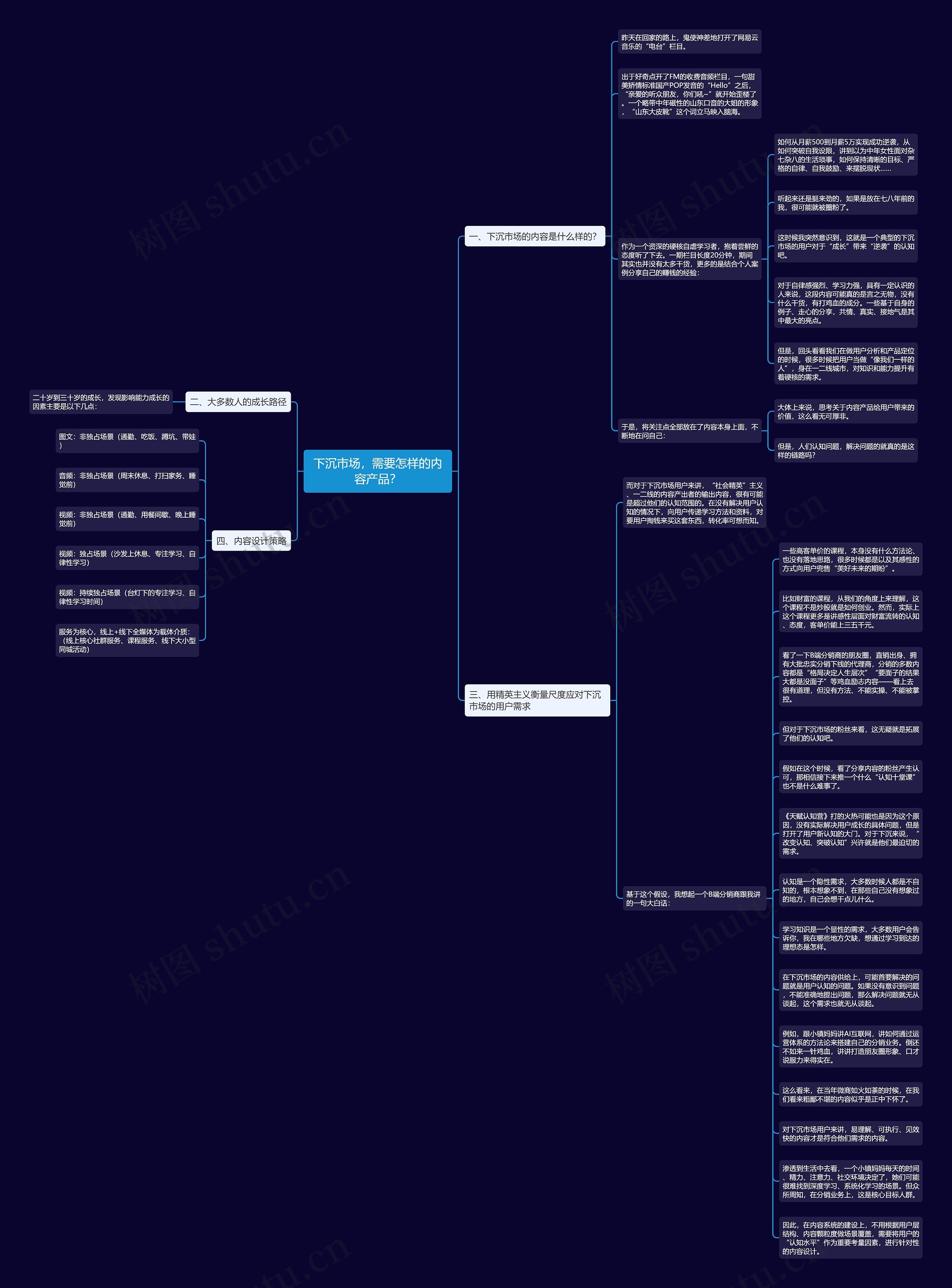下沉市场，需要怎样的内容产品？思维导图
