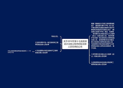 关于2010年第十七批勘察设计注册工程师初始注册人员名单的公告