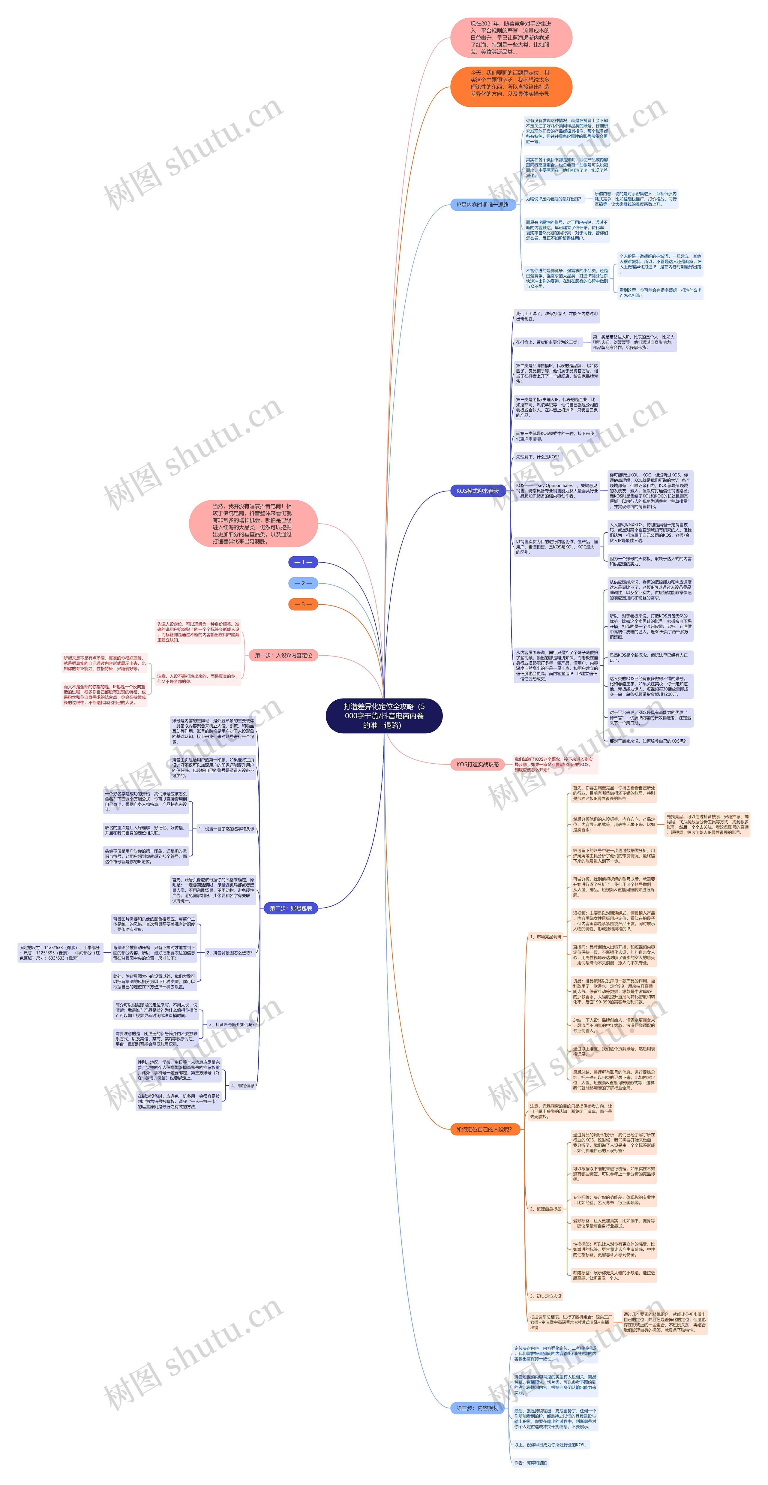 打造差异化定位全攻略（5000字干货/抖音电商内卷的唯一退路）思维导图