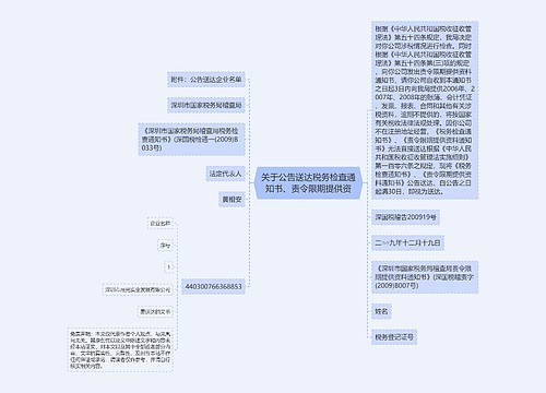 关于公告送达税务检查通知书、责令限期提供资