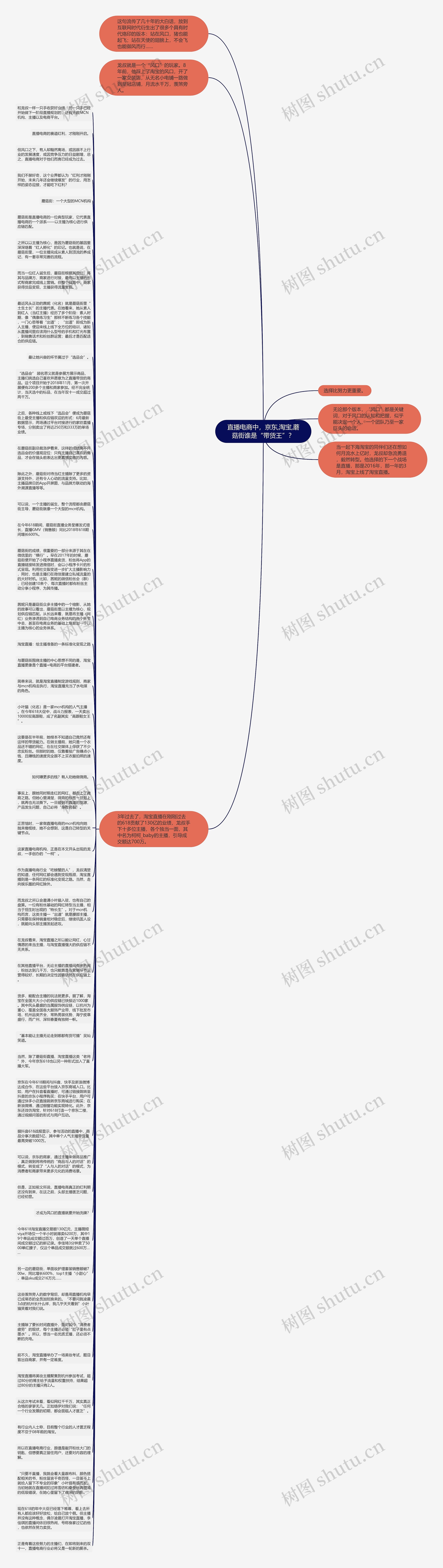 直播电商中，京东,淘宝,蘑菇街谁是“带货王”？思维导图