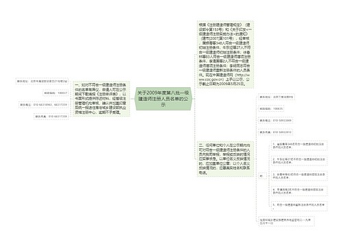 关于2009年度第八批一级建造师注册人员名单的公示 关于2009年度第八批一级建造师注册人员名单的公示