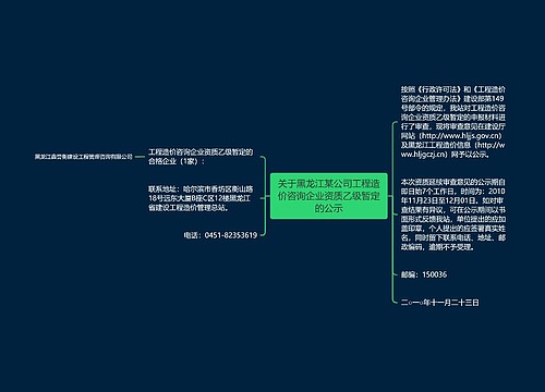 关于黑龙江某公司工程造价咨询企业资质乙级暂定的公示