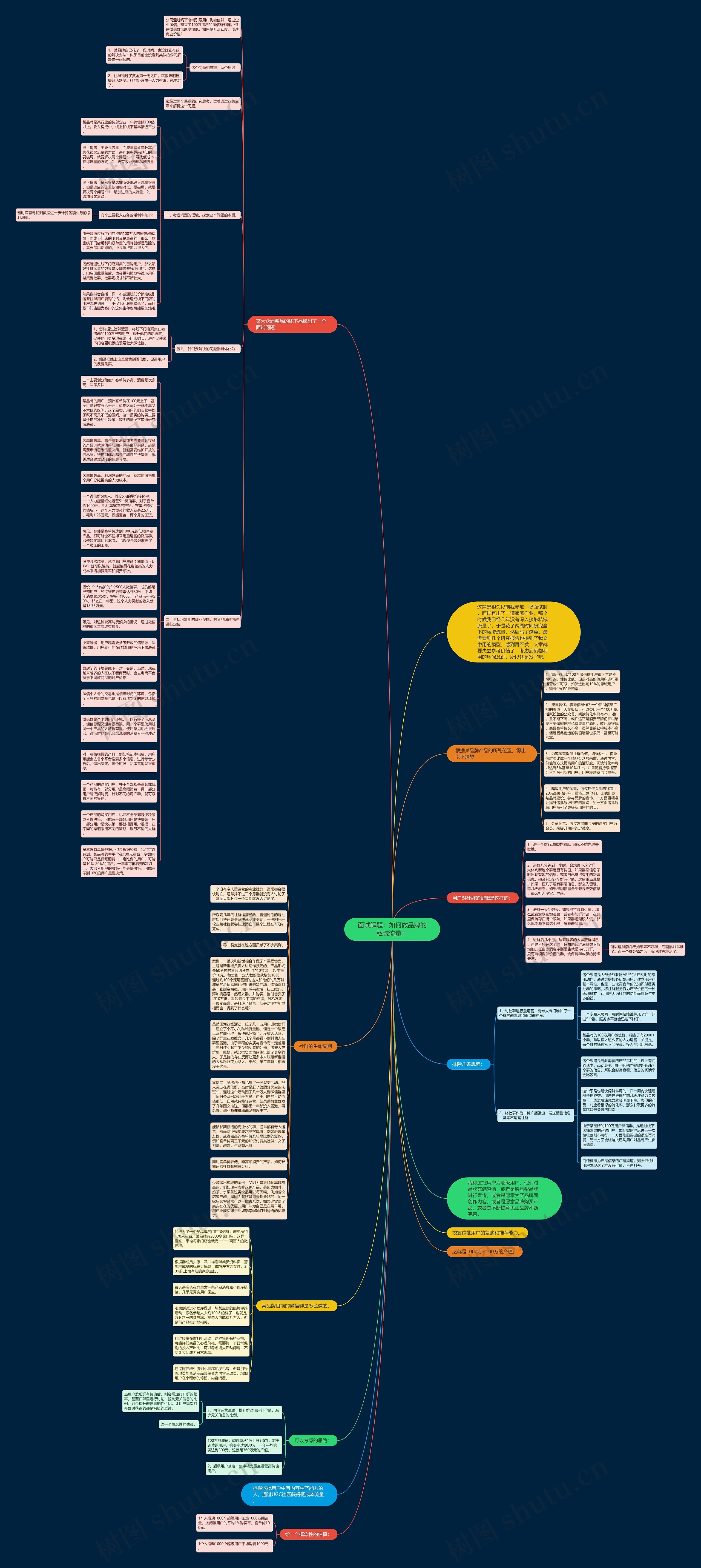 面试解题：如何做品牌的私域流量？思维导图