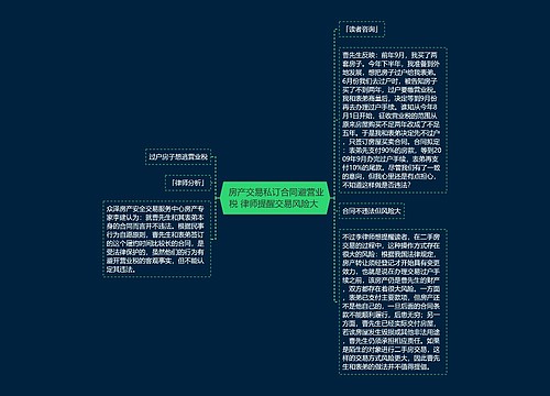  房产交易私订合同避营业税 律师提醒交易风险大 