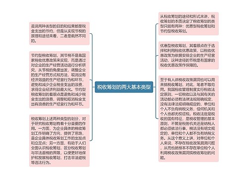 税收筹划的两大基本类型