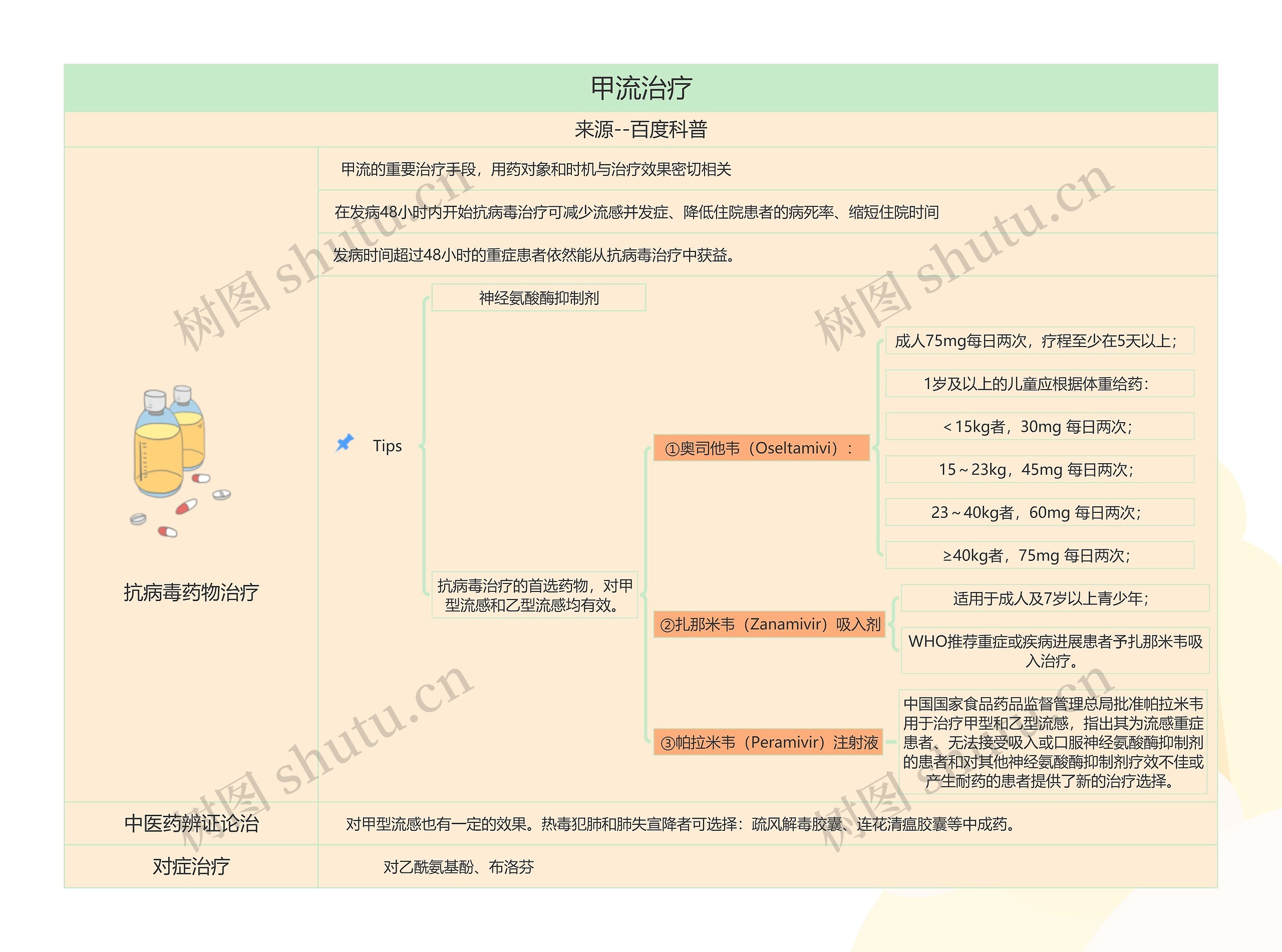 甲流治疗思维导图