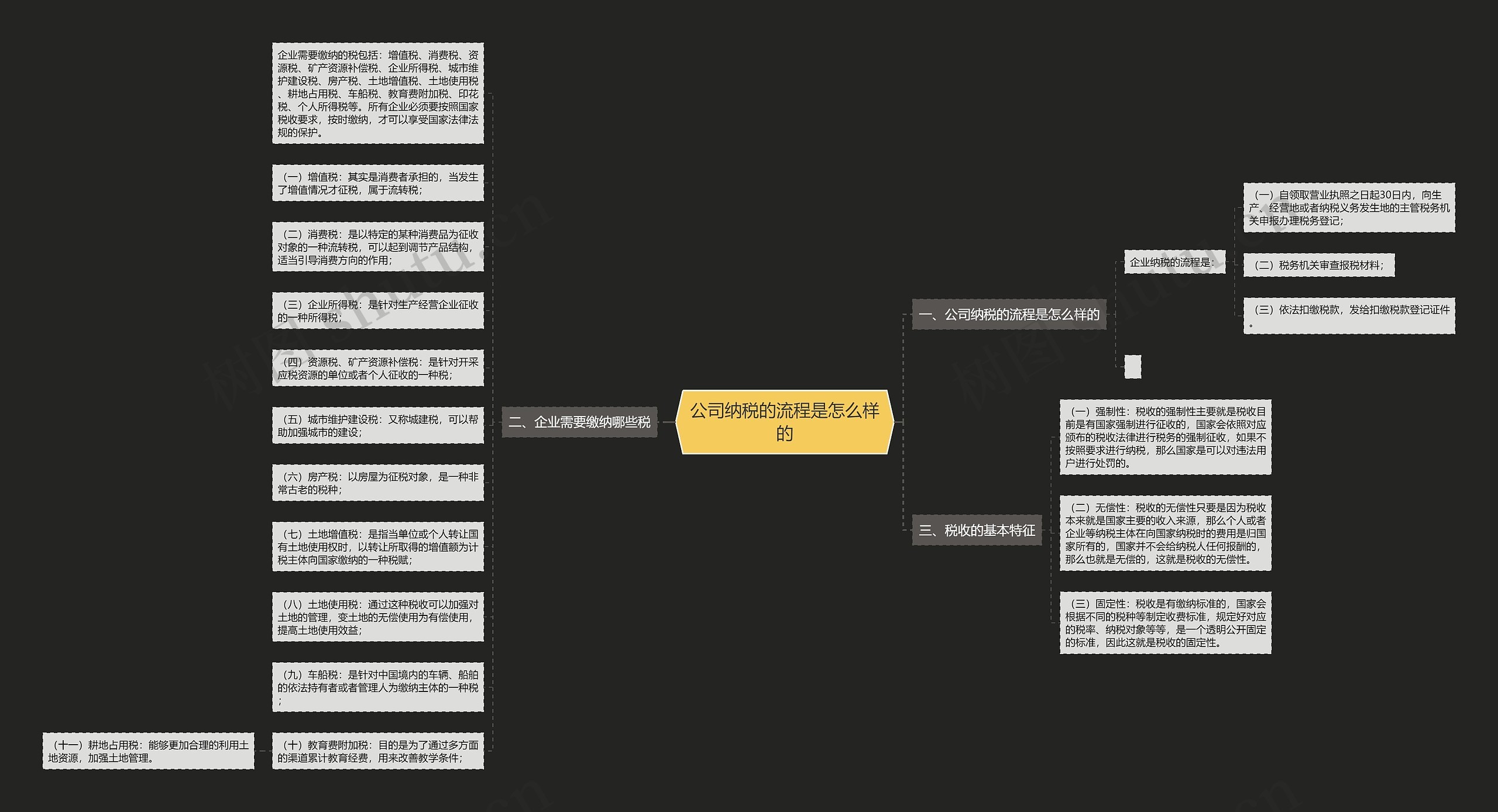 公司纳税的流程是怎么样的思维导图