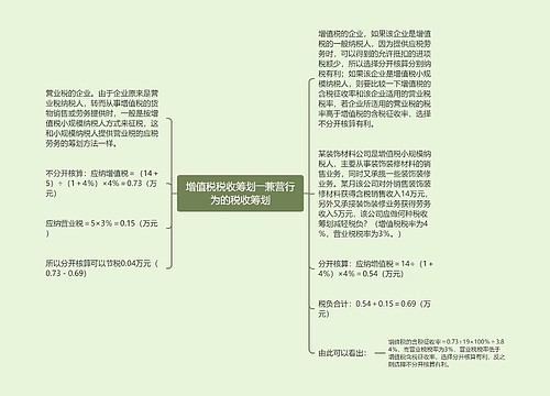 增值税税收筹划――兼营行为的税收筹划