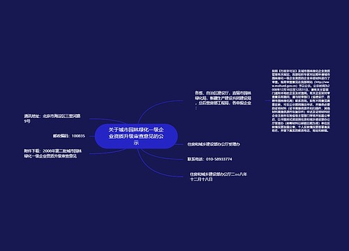 关于城市园林绿化一级企业资质升级审查意见的公示